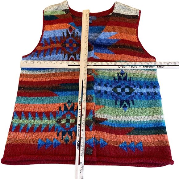 Northern Isles Sweater Vest Womens XL Multi Striped Acrylic V Neck Button Front - Picture 5 of 15